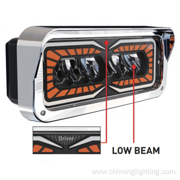 Chiming 16"*7', 12-24v Led projector headlight assembles ,truck light DOT SAE driver side multifunctional head light